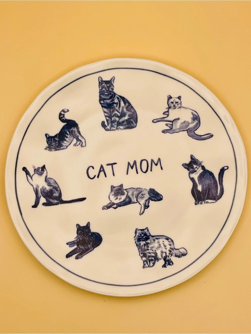 Anthropologie Molly Hatch Stoneware Cat Mom Dessert Plate, NWT